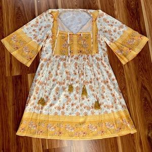 Boho Cottagecore Vintage Silk Dress